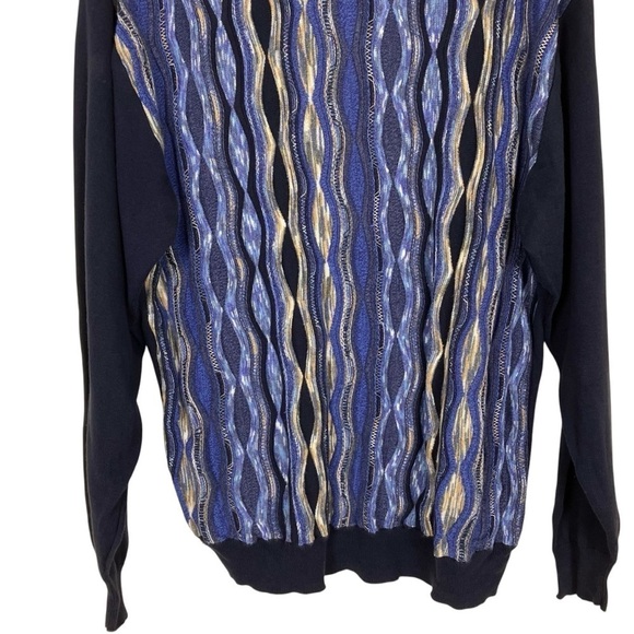 Cotton Traders Coogi Style 3D Textured Crewneck Sweater Blue 100% Cotton Sz XXL - Picture 3 of 16